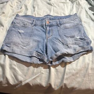 Old Navy Faded Blue Rolled Hem Boyfriend Denim Shorts